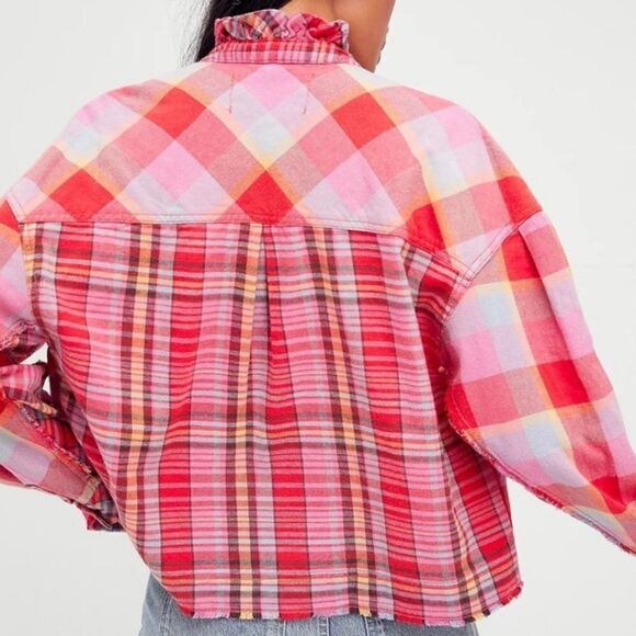 We The Free People Emily Plaid Top size S - Picture 12 of 15